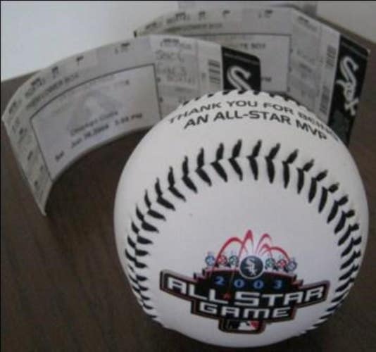 Chicago White Sox 2003 All Star MLB Souvenir Baseball + Ticket Stubs