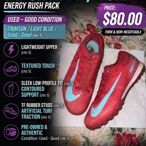Red Unisex Size M 9.0 (W 10.0) Nike Mercurial Vapor Turf Cleats Cleats (Used)