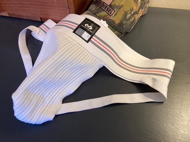 Mens White McDavid Jock Strap Athletic Supporter jockstrap Large Used
