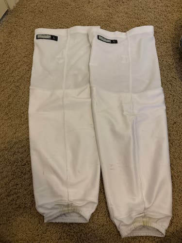 White Senior Large CCM Socks Pro Stock (Used)