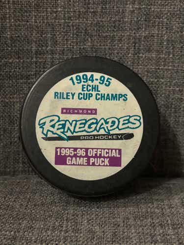 Vintage Richmond Renegades ECHL 1994 - 1995 Riley Cup Champions Hockey Puck