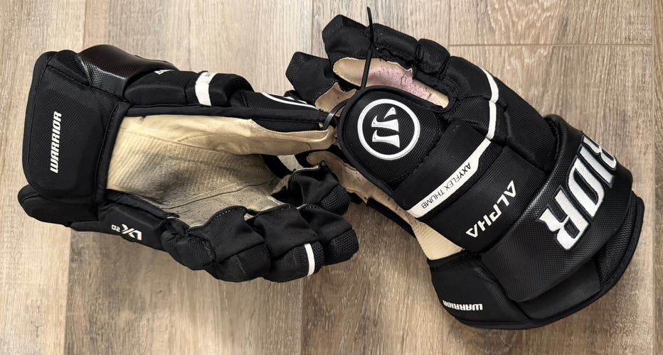 Pro Stock Used 14”Warrior Alpha LX20 Pro ELMIRA MAMMOTH Hockey Gloves