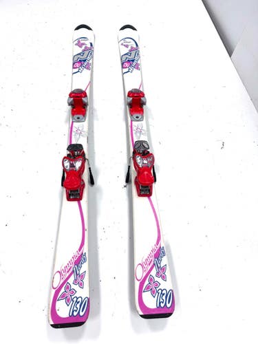 Used Nordica OLYMPIA Girls DH Ski/Binding White 130 cm 11860-S000313058