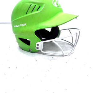Used Rawlings 6 1/2- 7 1/2 Batting Helmet w/Mask Neon Green One Size 11860-S000313028