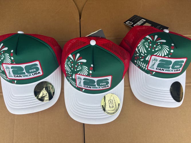 Mexico FIFA Motion Design Foam Trucker Hat Adult Adj Fit Lot of 3 New