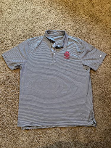 Nike Golf Ohio State Hockey Performance Polo Shirt Men’s Large Gray Striped Dri-FIT