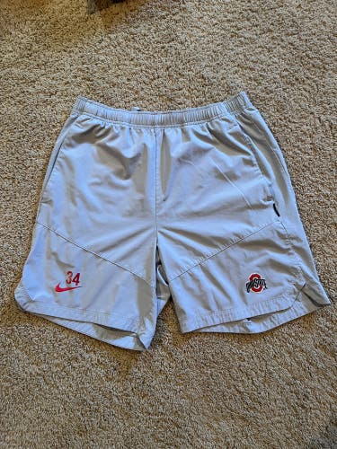 Nike Dri-FIT Ohio State Buckeyes Team Issued #34 Training Shorts Men’s Medium Gray