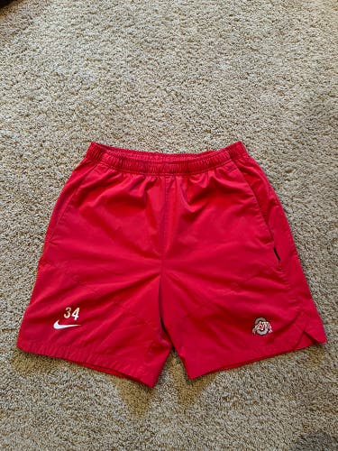 Nike Dri-FIT Ohio State Buckeyes Team Issued #34 Training Shorts Men’s Medium Red