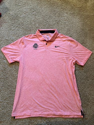 Nike Dri-FIT Ohio State Hockey Performance Polo Shirt Men’s Large Pink Heather
