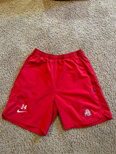 Nike Ohio State Buckeyes Player Issued #34 Training Shorts Men’s Medium Red