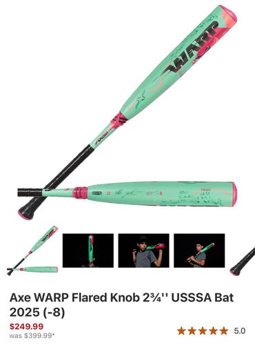 2025 AXE Warp Composite USSSA Certified Bat (-8) 23 oz 31" (Used)