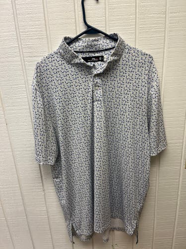 Ralph Lauren X Men’s Large Golf Polo RLX SS Activewear White/Blue Summer Casual