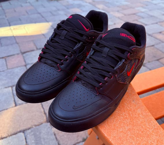 Men’s Nike SB Ishod Wair Skateboard Sneakers - Black University Red US Size 10.5