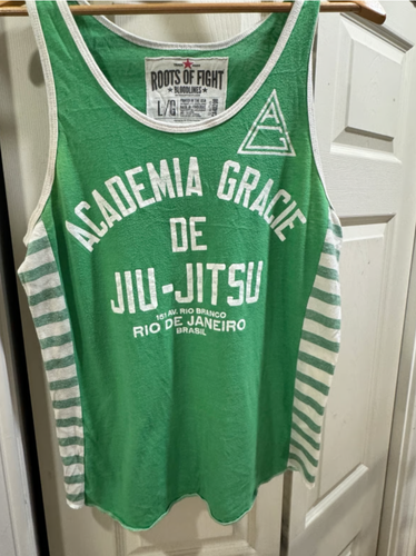 Roots Of Fight Academia Gracie De Jiu-Jitsu Tank Top, Men LARGE, Green Rare