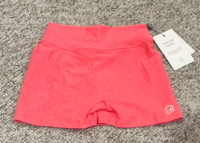 NWT New Bombshell Sportswear Curves Scrunch Coral Neon Orange Shorts Size XL