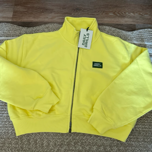 Daily Drills funnel neck double zip cropped