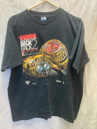 Salem sportswear, vintg, black, size XL, ‘91 Chicago bulls championship ring,E54