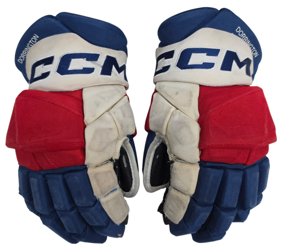 CCM Jetspeed FT8 Pro Stock Custom Hockey Gloves 15" Wolfpack AHL Dorrington USED (15661)