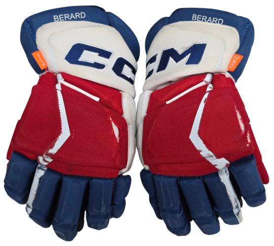 CCM Jetspeed Pro Stock Custom Hockey Gloves 14" Wolfpack AHL Berard USED (15662)