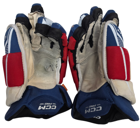 CCM Jetspeed Pro Stock Custom Hockey Gloves 14" Wolfpack McCarthy AHL USED (15664)