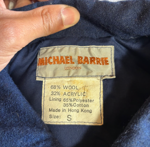 Vintage Michael Barrie San Francisco FB Wool Varsity Jacket Navy Blue Gold Small