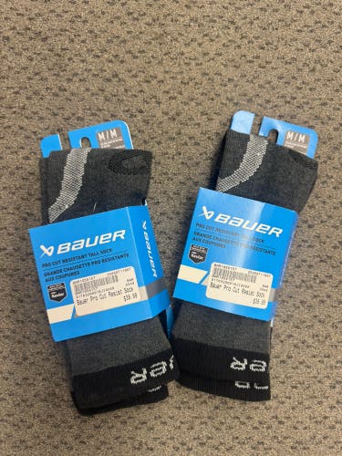 2-Pack  Senior Medium Bauer Pro Cut Resistant Talk Sock Socks (New)
