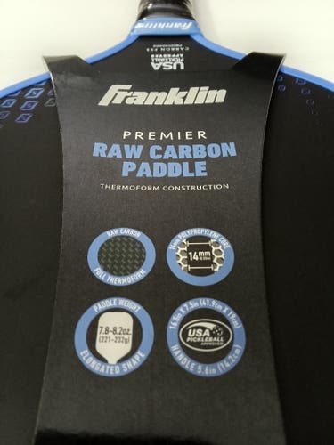 Franklin Premier Raw Carbon Pickleball Paddle 14mm NEW