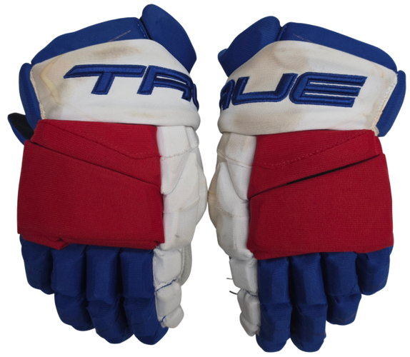True Catalyst Pro Stock Custom Hockey Gloves 13.5" NY Rangers NHL USED (15673)