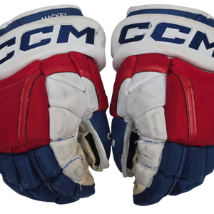 CCM HG12 Hockey Gloves 14" Pro Stock WolfPack AHL Used Mackey (2) (15677)