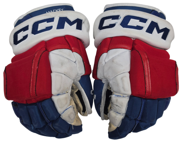 CCM HG12 Hockey Gloves 14" Pro Stock WolfPack AHL Used Mackey (2) (15677)