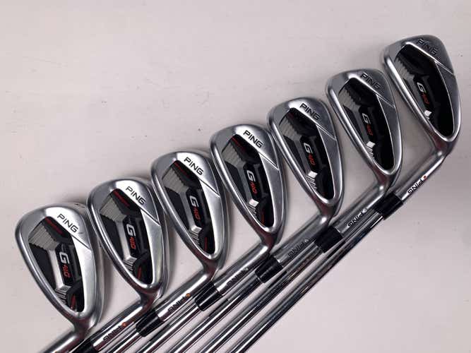 Ping G410 Iron Set 5-PW+GW Orange Dot 2* Flat NS Pro 1050GH Stiff Steel Mens RH