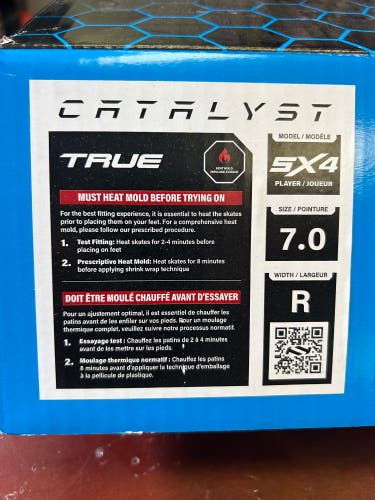 True Catalyst 5x4 Hockey Skates Regular Width 7 (Brand New) with 2 extra shift steel