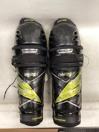 Used Bauer SUPREME ULTRA SONIC Intermediate Shin Guards Black 13" 11851-S000049472