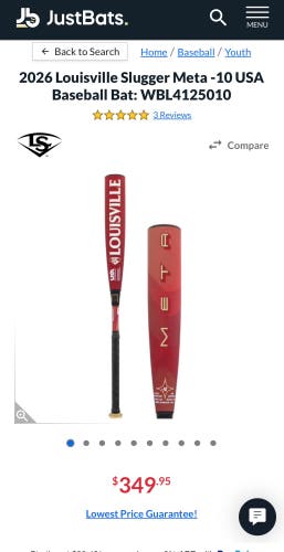 2026 Louisville Slugger Meta Composite USABat Certified Bat (-10) 17 oz 27" (Used)