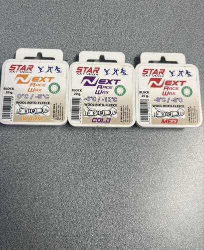 STAR Next Ski Race Wax (Wool Roto-Fleece) Warm,Med,Cold