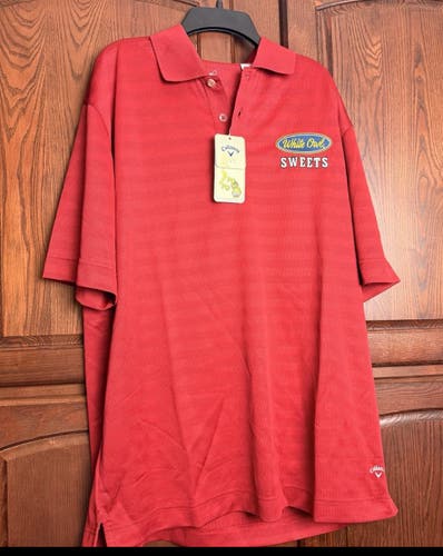 NWT Callaway X Series Dry Red Polo Pullover White Owl Sweets Men's Size L 8523 (New)