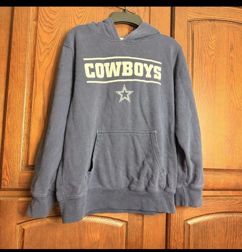 Dallas Cowboys Authentic Merch Youth L Blue Grey Hoodie Sweatshirt (Used)