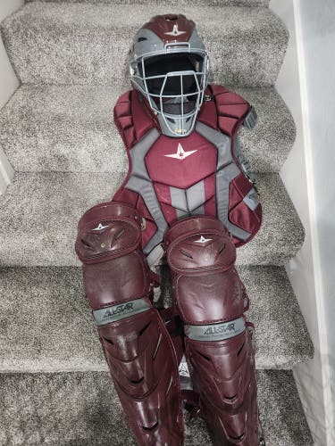 Maroon and Gray All Star System 7 Axis Catcher's Set (Used)