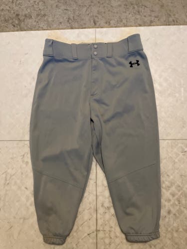 Gray Medium Adult Under Armour Baseball Game Pants (Knee High)