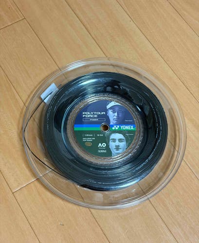 YONEX Polytour Poly Tour Force 130, 668.6 ft (200 m) Black PTFO30R2 Tennis String