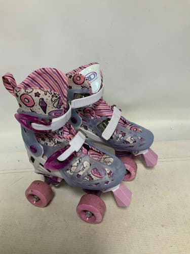 Used RollerDerby ROLLER SKATE 12-2 Child Roller Quad Skates White Adjustable 11823-S000041013