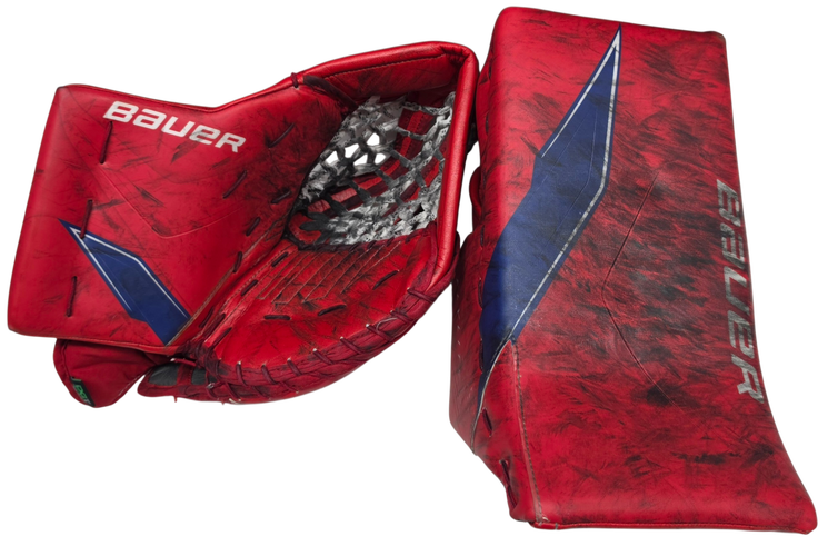 Bauer Supreme Shadow Goalie Glove And Blocker Pro Stock NHL AHL Used Flylite (15713)