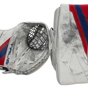 True Catalyst Nitro Pro Custom Goalie Glove and Blocker Pro Stock Practice Palm Used AHL (15719)
