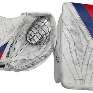 True Catalyst PX5 Pro Custom Goalie Glove and Blocker Pro Stock Practice Palm Used AHL (15721)