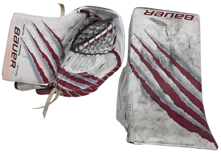 Bauer Mach Goalie Glove And Blocker Pro Stock NCAA Used Hyperlite 2 (15729)