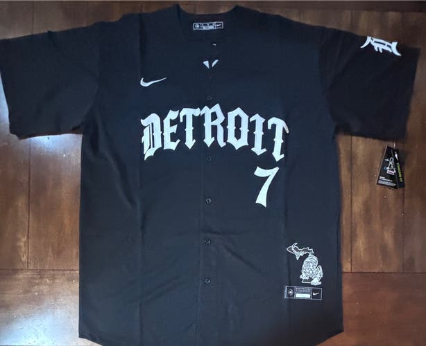 Detroit Tigers #7 Kevin McGonigle Nike Gothic Edition Replica Adult XL NWT