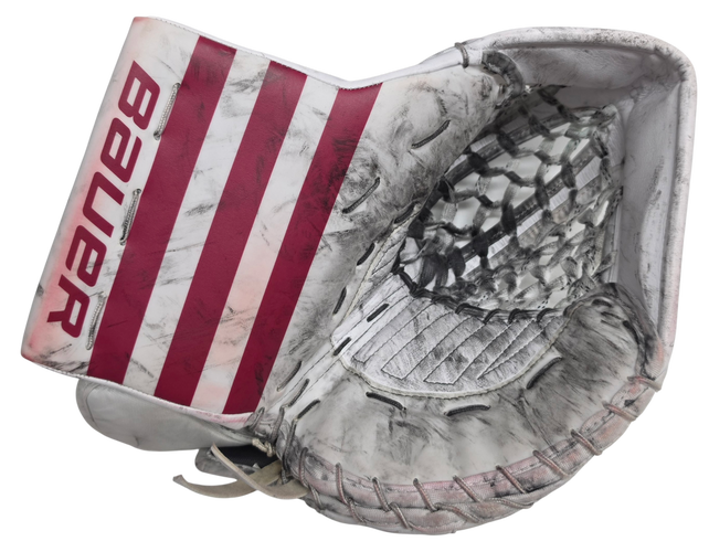 Bauer Supreme Mach Pro Custom Goalie Glove 590 Break Pro Stock Used NCAA Digi Print (15751)