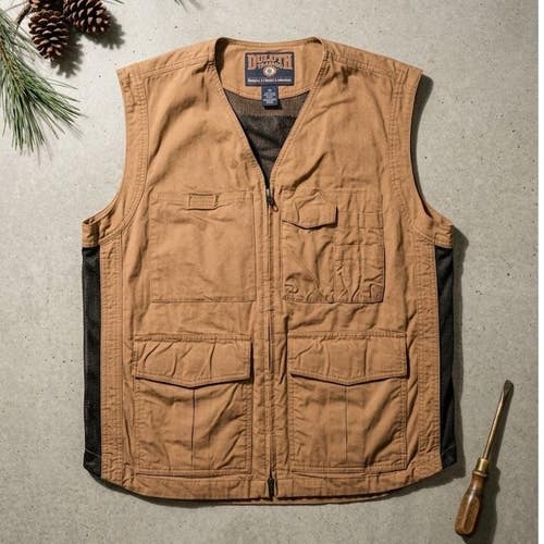 Duluth Trading Co Tradesman Utility Work Vest Khaki Mesh Back Mens Medium