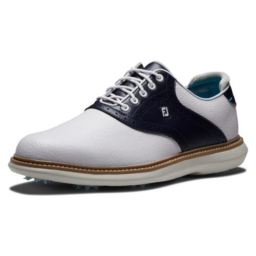 FootJoy Traditions 57899 Men's 8 M White Navy Leather Spike Golf Shoes LIQ1219