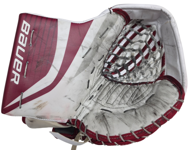Bauer Supreme Mach Pro Custom Goalie Glove 590 Break Pro Stock NCAA Used Hyperlite 2 (2) (15754)